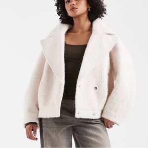 ASOS Cream Teddy Jacket with Oversized Collar